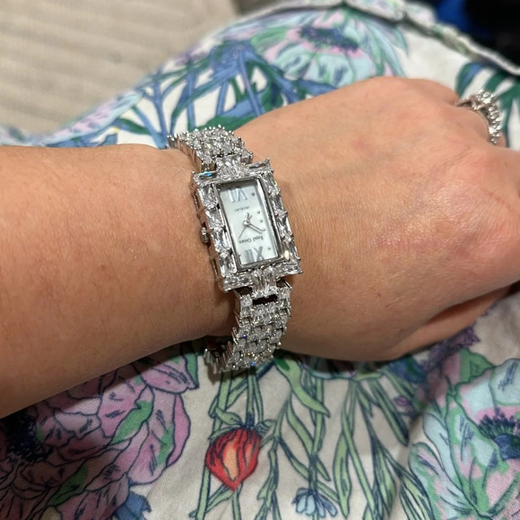 Zircon Elements Leaf Austrian Crystal Bracelet Watch NEW w Ladies Quartz Austrian Crystal Watch with Blue Crystal  main image 3